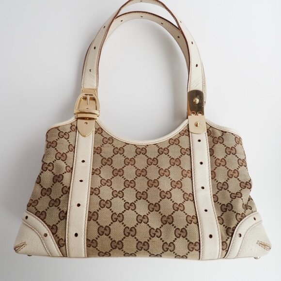 Authentic Preowned Gucci White GG Canvas/Leather Small Shoulder Bag - Picture 2 of 16